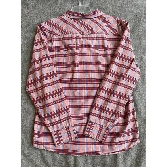1901 Nordstrom‎ Men’s Polo L Plaid Red Button Down Shirt Long Sleeve 100% Cotton - Picture 2 of 7